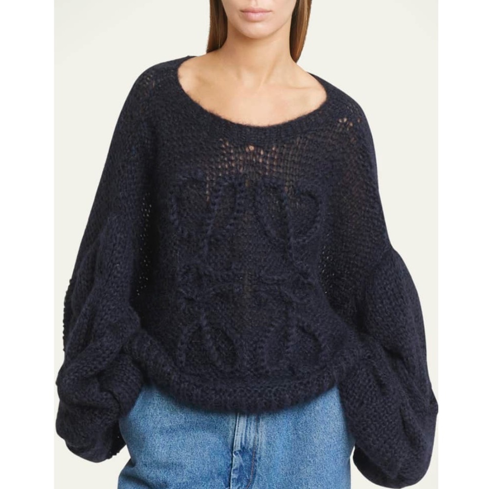 LOEWE *New* Dark Navy Anagram Mohair Sweater size Medium